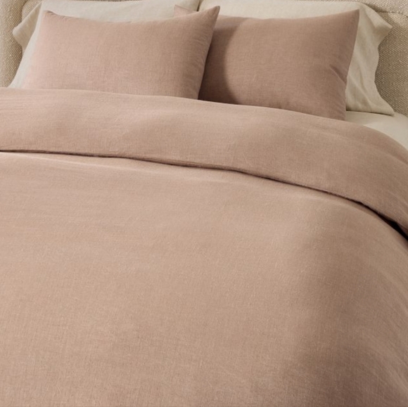 West Elm European Flax Linen King/California King Duvet Cover, Sandstone Melange - Picture 1 of 14